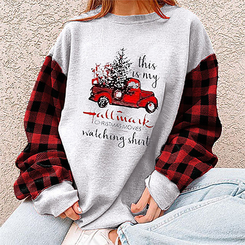 

Women's Geometric Women's Hoodies Long Sleeve Sweater Cardigans Crew Neck Fall Winter Gray