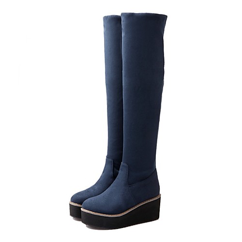 

Women's Boots Platform Round Toe Daily PU Synthetics Black Red Blue