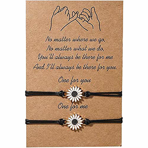 

best friend bracelet sunflower bracelet for girls women couples,pinky promise bracelet friendship bracelet for 2 adjustable matching bracelets friendship gifts (sunflower#2)