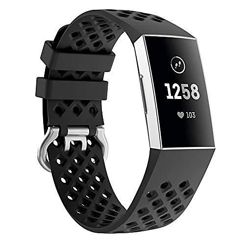 

compatible with fitbit charge 3 strap band, replacement accessory bracelet silicone sports wristband for charge 3/charge 3 se watch small large