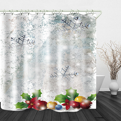 

Retro Snowflakes Print Waterproof Fabric Shower Curtain For Bathroom Home Decor Covered Bathtub Curtains Liner Includes With Hooks