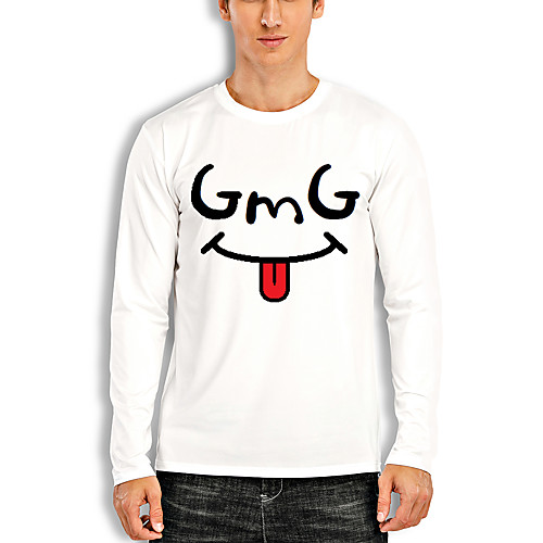 

Men's T shirt Other Prints Graphic Print Long Sleeve Daily Tops Cotton Basic White Black Red