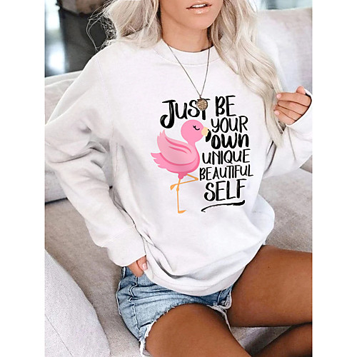 

Women's Hoodie Sweatshirt Graphic Text Letter Daily Basic Casual Hoodies Sweatshirts White / Animal