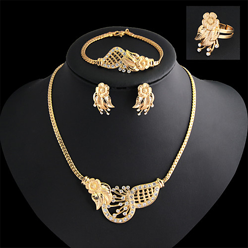 

Women's Jewelry Set Bridal Jewelry Sets Cut Out Flower Precious Fashion Rhinestone Gold Plated Earrings Jewelry Gold For Christmas Wedding Halloween Party Evening Gift 1 set