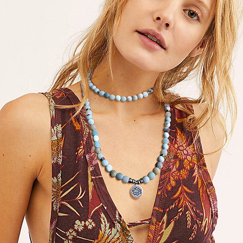 

Women's Men's Pendant Necklace Beaded Necklace Stacking Stackable Precious Laugh Joy Flower Shape Lucky Ethnic Fashion Vintage Punk Stone Alloy Rainbow 96 cm Necklace Jewelry 1pc For Sport Masquerade