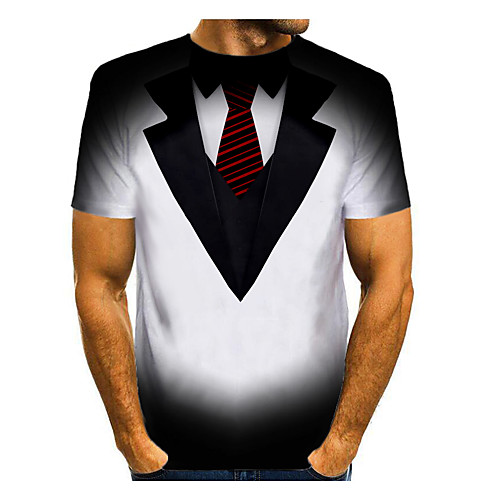 

Men's T shirt 3D Print Graphic 3D Print Short Sleeve Daily Tops Black / White
