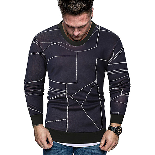 

Men's Pullover Sweatshirt Stripes Round Neck Casual Hoodies Sweatshirts Long Sleeve Yellow White
