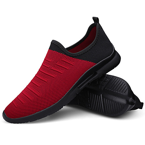 

Men's Loafers & Slip-Ons Casual Daily Outdoor Walking Shoes Mesh Breathable Non-slipping Wear Proof Black / Red Red Light Grey Fall Spring