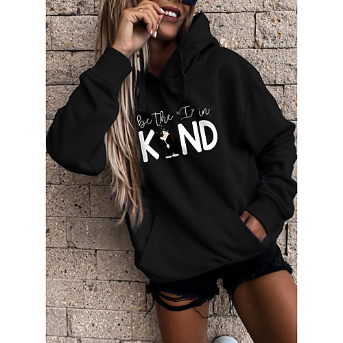 

Women's Pullover Hoodie Sweatshirt Cat Graphic Text Front Pocket Daily Other Prints Basic Casual Hoodies Sweatshirts Yellow Blushing Pink Gray