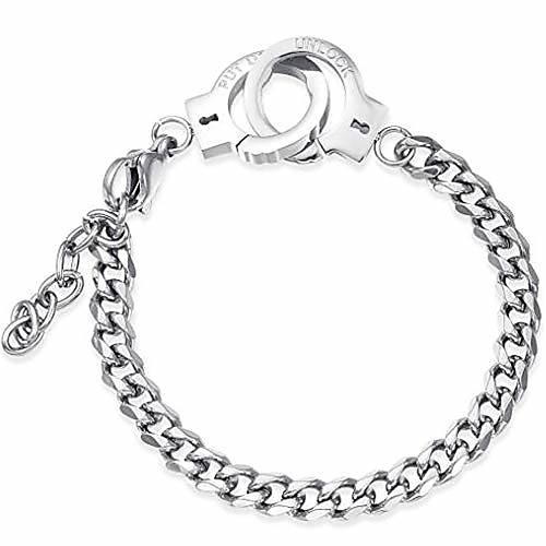 

6mm& 10mm stainless steel handcuff interlocking infinity style chain link bracelet (silver 6mm)