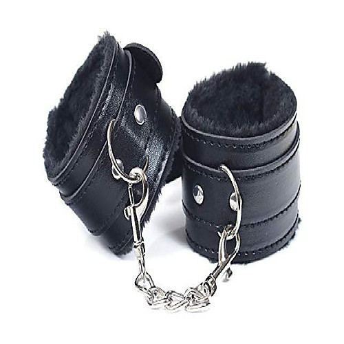 

na black plush lining wrist leather handcuffs leg cuffs exercise bands for home yoga gyms with chain