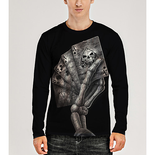 

Men's T shirt 3D Print Graphic 3D Print Long Sleeve Daily Tops Black