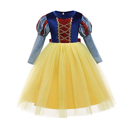 

Princess Flapper Dress Dress Party Costume Girls' Movie Cosplay Cosplay Costume Party Yellow Dress Christmas Children's Day New Year Polyester Organza