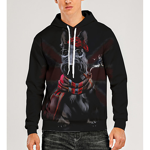 

Men's Pullover Hoodie Sweatshirt Animal Patterned Graphic 3D Front Pocket Hooded Daily 3D Print 3D Print Casual Hoodies Sweatshirts Long Sleeve Black