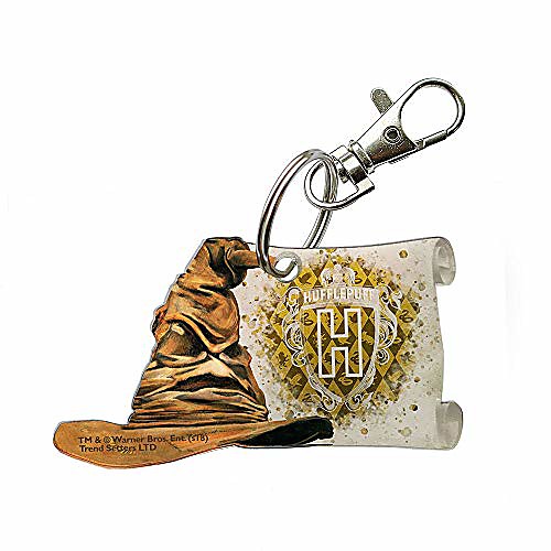 

harry potter keychain – hufflepuff collegiate crest shaped acrylic – fused image officially licensed