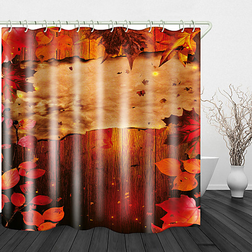 

Love of Red Leaves Print Waterproof Fabric Shower Curtain for Bathroom Home Decor Covered Bathtub Curtains Liner Includes with Hooks 72 Inch