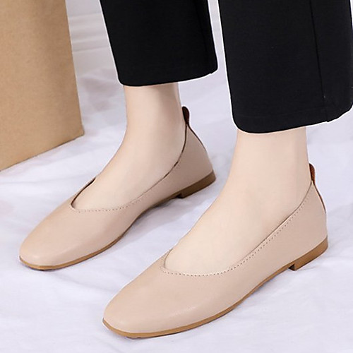 

Women's Flats Flat Heel Square Toe Basic Casual Daily PU Solid Colored Summer Almond Green Beige