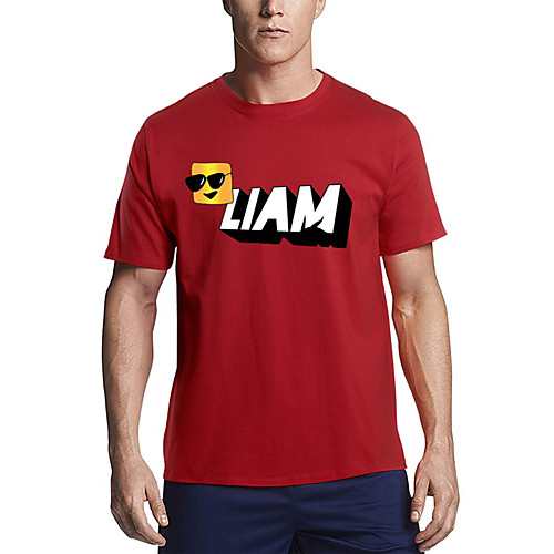 

Men's T shirt Other Prints Graphic Print Short Sleeve Daily Tops Cotton Basic White Black Red