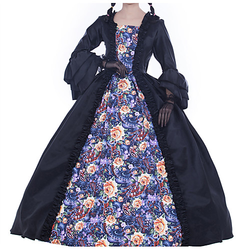 

Maria Antonietta Retro Vintage Rococo 18th Century Vacation Dress Dress Masquerade Prom Dress Women's Satin Costume Black Vintage Cosplay Party Prom Long Sleeve Floor Length Ball Gown Plus Size