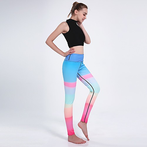 

Women's Casual Yoga Comfort Daily Gym Leggings Pants Multi Color Ankle-Length Print Blue