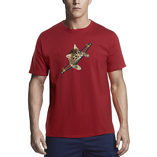 

Men's T shirt Shirt Other Prints Graphic Animal Print Short Sleeve Daily Tops Cotton Basic Round Neck White Red Black / Summer