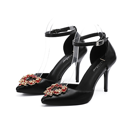 

Women's Heels Stiletto Heel Pointed Toe Business Sexy Minimalism Party & Evening Office & Career PU Rivet Buckle Button Solid Colored White Black Red