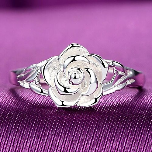 

Ring 3D Silver Copper Silver-Plated Flower Fashion 1pc 7 8 / Women's