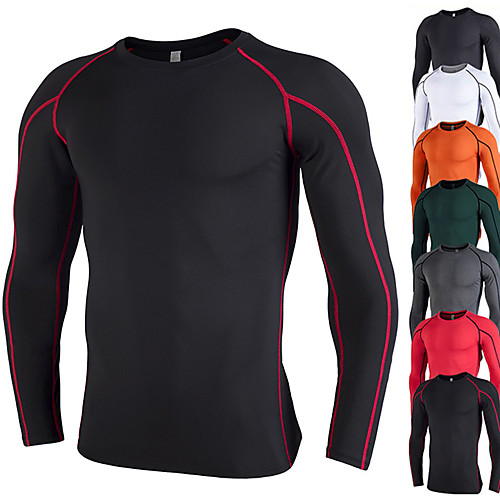 

Men's Long Sleeve Compression Shirt Running Shirt Tee Tshirt Base Layer Top Athletic Summer Elastane Thermal Warm Quick Dry Breathable Fitness Gym Workout Running Jogging Training Sportswear Solid