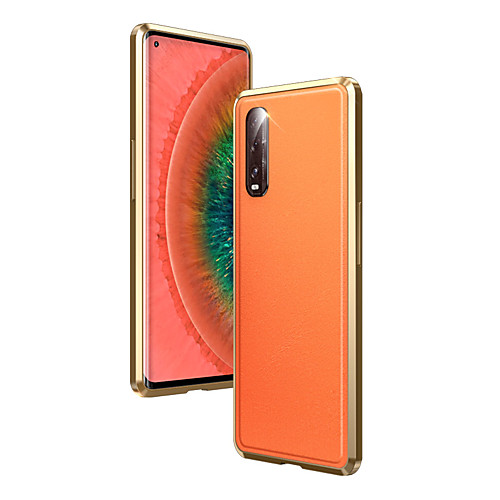 

Phone Case For OPPO Full Body Case Leather Oppo Find X2 Find X2 Pro Shockproof Solid Color PU Leather Metal