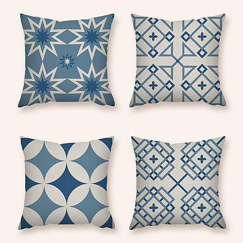 

Cushion Cover 4PC Faux Linen Soft Decorative Square Throw Pillow Cover Cushion Case Pillowcase for Sofa Bedroom 45 x 45 cm (18 x 18 Inch) Superior Quality Machine Washable