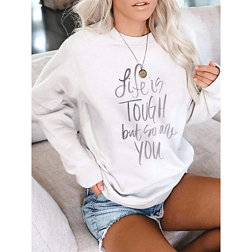 

Women's Hoodie Sweatshirt Graphic Text Letter Daily Basic Casual Hoodies Sweatshirts White