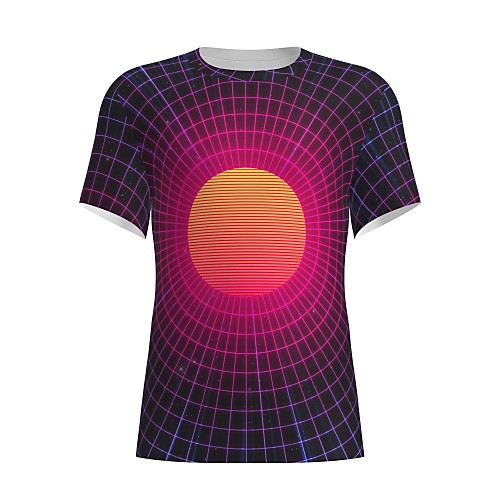 

Men's T shirt 3D Print Graphic Optical Illusion 3D Print Short Sleeve Daily Tops Fuchsia