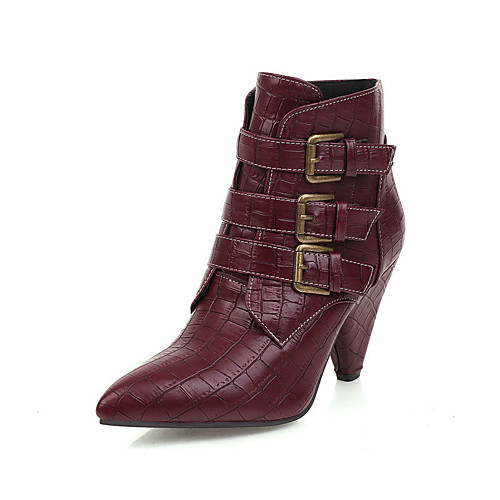 

Women's Boots Chunky Heel Pointed Toe Booties Ankle Boots Casual Vintage Daily Walking Shoes PU Red Gold Black / Booties / Ankle Boots / Booties / Ankle Boots