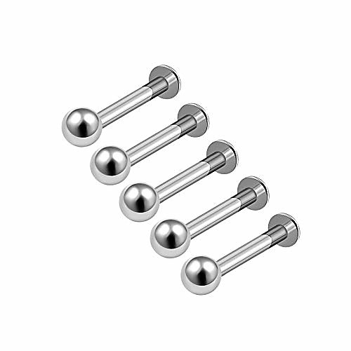 

surgical steel 5/16 8mm 14g labret studs piercing jewelry cartilage vertical tragus 4mm ball m9759