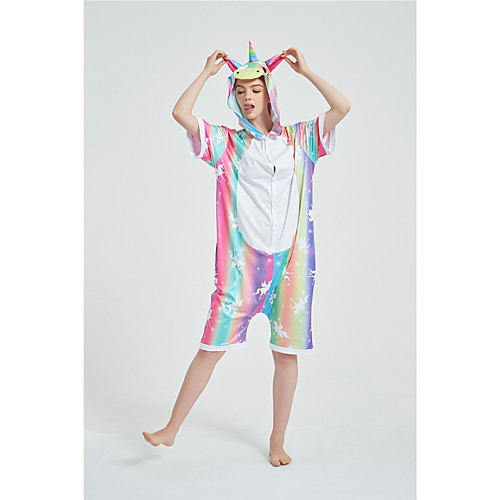 

Adults' Kigurumi Pajamas Unicorn Onesie Pajamas Pure Cotton Rainbow Cosplay For Men and Women Animal Sleepwear Cartoon Festival / Holiday Costumes