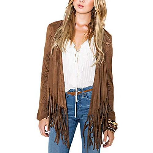 

Women's Jacket Daily Fall Winter Regular Coat Tailored Fit Basic Casual Jacket Solid Color Photo Color / Spring