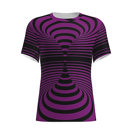 

Men's T shirt Shirt 3D Print Graphic Optical Illusion 3D Print Short Sleeve Daily Tops Round Neck Purple