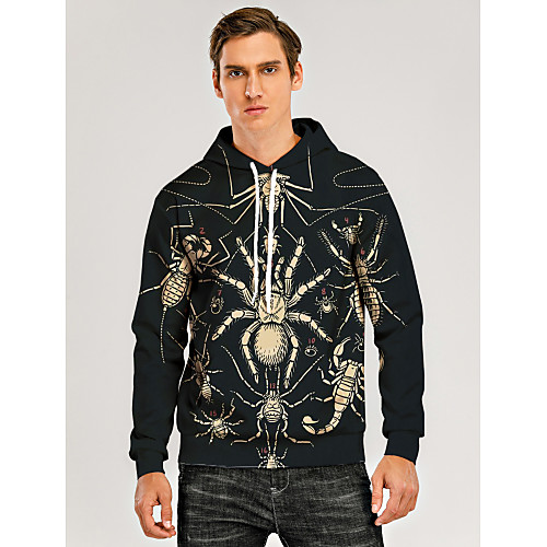 

Men's Pullover Hoodie Sweatshirt Animal Patterned Graphic 3D Front Pocket Hooded Daily 3D Print 3D Print Casual Hoodies Sweatshirts Long Sleeve Black