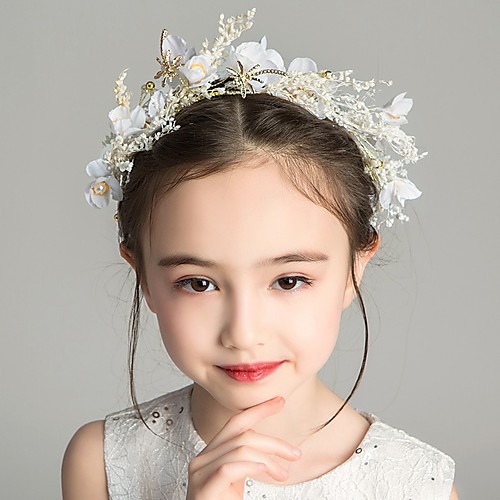 

Sweet Party Hand-embroidered fabric / Dried Flower Headpiece with Imitation Pearl / Flower 1 pc Wedding / Birthday Headpiece