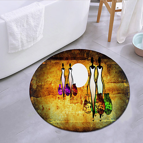 

Retro Pattern Round Mat Carpet Door Mat Bedroom Living Room Carpet Study Room Carpet Kitchen Bathroom Anti-slip Mat