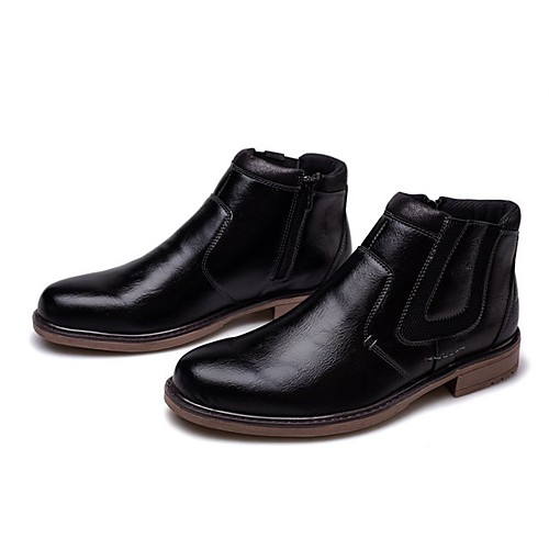 

Men's Boots Vintage Daily Walking Shoes PU Breathable Warm Non-slipping Booties / Ankle Boots Black Brown Fall Winter