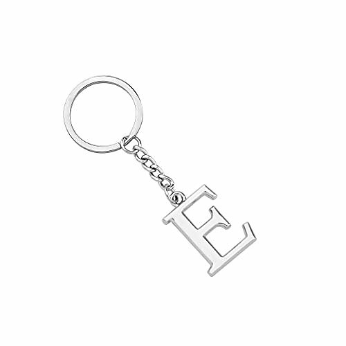 

silver alphabet initial letter keychain 26 initial letter a-z english charm key ring for women men