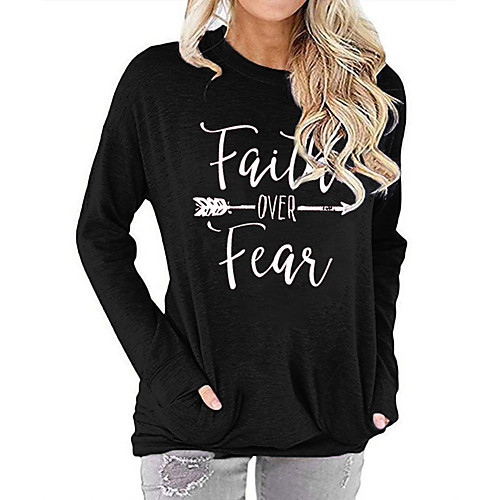 

Women's Letter Women's Hoodies Long Sleeve Sweater Cardigans Crew Neck Fall Spring Black Blue Purple