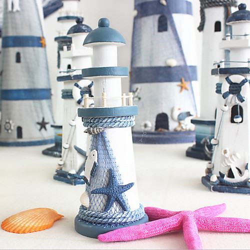 

Mediterranean Wood And Iron Candlestick Lighthouse Bar Decoration Table Small Ornaments Handicraft