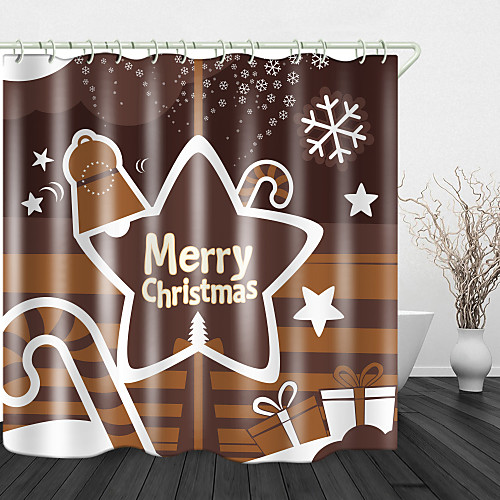 

Christmas Snowflake Background Print Waterproof Fabric Shower Curtain For Bathroom Home Decor Covered Bathtub Curtains Liner Includes With Hooks