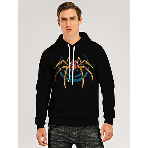 

Men's Pullover Hoodie Sweatshirt Animal Patterned Graphic 3D Front Pocket Hooded Daily 3D Print 3D Print Casual Hoodies Sweatshirts Long Sleeve Black