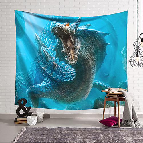 

Wall Tapestry Art Decor Blanket Curtain Hanging Home Bedroom Living Room Decoration Polyester Fiber Animal Deep Sea Dragon Lanting Design