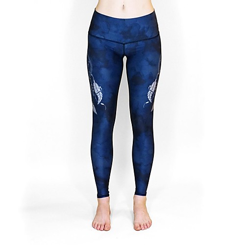 

Women's Casual Yoga Comfort Daily Yoga Leggings Pants Print Patterned Calf-Length Print Dark Blue