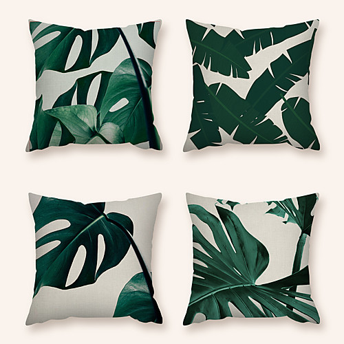 

Cushion Cover 4PC Faux Linen Soft Decorative Square Throw Pillow Cover Cushion Case Pillowcase for Sofa Bedroom 45 x 45 cm (18 x 18 Inch) Superior Quality Machine Washable