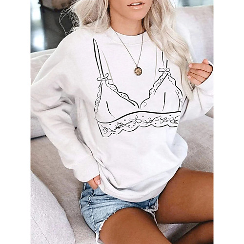 

Women's Hoodie Sweatshirt Graphic Print Daily Other Prints Basic Casual Hoodies Sweatshirts White Black